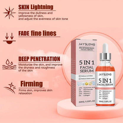 5-in-1 Anti-Aging Face Serum with Vitamin C & Hyaluronic Acid - Fade Fine Lines, Firm, Brighten, and Moisturize