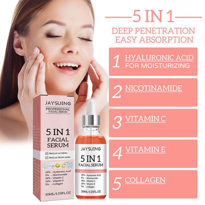 5-in-1 Anti-Aging Face Serum with Vitamin C & Hyaluronic Acid - Fade Fine Lines, Firm, Brighten, and Moisturize